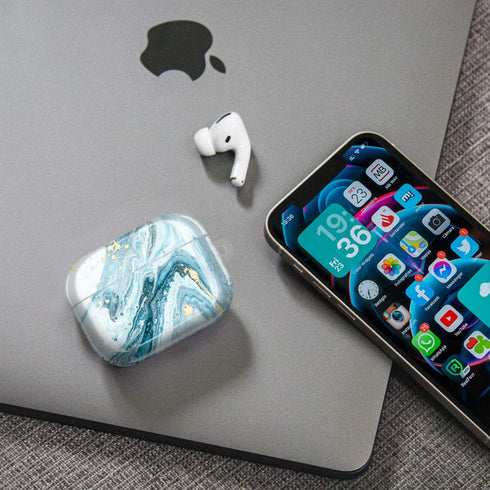 JIAXIUFEN Compatible with AirPods Pro 2019 / Airpods Pro 2nd Generation Case Cover Gold Sparkle Glitter Marble Design Cute Full Protective Silicon...