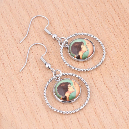20pcs 12mm Cabochon Earring Setting Tray Blanks with Hoop Charms DIY Bezels for Earrings Making Supplies...
