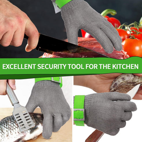 Level 9 Cut Resistant Kitchen Glove,Food Grade,Machine Washable,Stainless Stell Wire Metal Mesh Safety Work Glove for Mandolin,Meat Cutting,Oyster...
