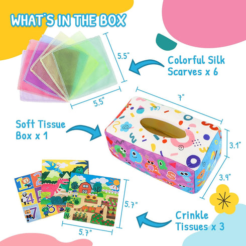 Baby Toys 6-12 Months, Baby Tissue Box Toy, Montessori Toys for Babies, Toys for 1 year old Boy Girl, Soft Crinkle Sensory Toys for Infant Toddler...