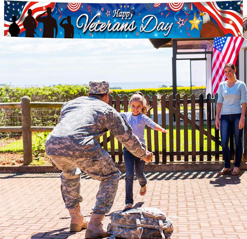 HOWAF Veterans Day Decoration Garden Banner, Thank You Veterans Fence Banner, Thank You Veterans Yard Sign Banner Hanging Banner for Veterans Day ...