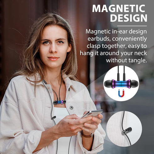 Wired Earbuds 3.5mm Jack Magnetic in-Ear Earphone Stereo Canceling Headphone with Microphone for iPhone iPad Samsung A15 A14 A13 A03s S10 Motorola...