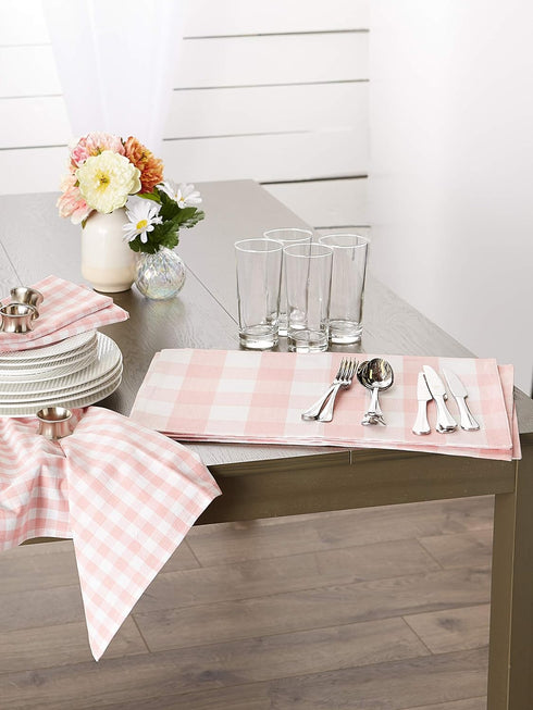 DII Gingham Check Tabletop Collection, Pink, Placemat Set...
