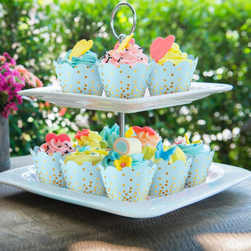 Zhehao 60 Pcs Gold Polka Dots Cupcake Wrappers Adjustable Cupcake Liners Paper Baking Cups Disposable Muffin Liners Cupcake Holders for Birthday B...