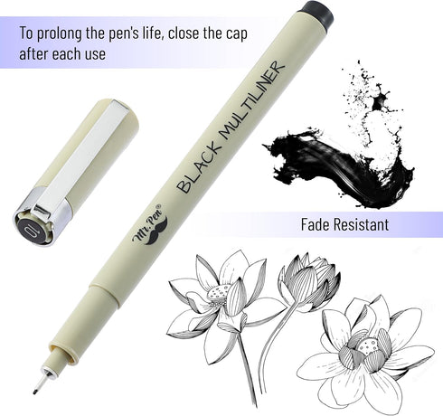 Mr. Pen- Black Fineliners, 0.25mm, 4 Pack, Bible Pens No Bleed, Fine Tip, Ultra Fine, Black Art Pens...