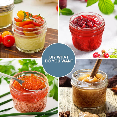 CycleMore 40 Pcs 4oz Clear Glass Mini Mason Jars With Silver Separable Lids and Diamond appearance, Small Spice Canning Jars for Honey, Jam, Jelly...