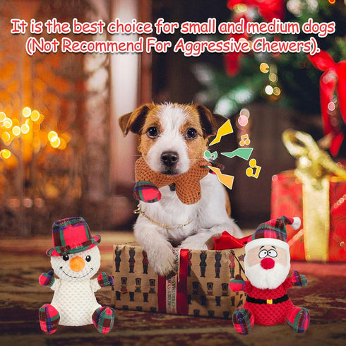 Rypet 3 Pack Dog Christmas Toys Pet Stuffed Plush Toys Interactive Durable Dogs Chew Toys for Medium Small Dogs...