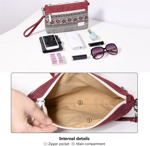 ArcEnCiel Small Crossbody Bag Canvas Cell Phone Purse Wallet with Shoulder Strap Handbag for Women Girls...