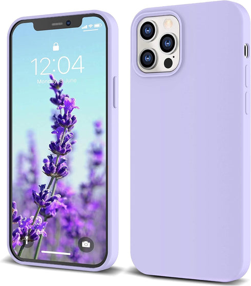 IceSword iPhone 12 Pro Max Case, Liquid Silicone Shockproof Cover, Lavender Purple, 6.7" Protective & Soft Microfiber Lining...