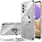 nancheng for Samsung Galaxy A32 5G Phone Case Cute Girls Women Glitter Silicone Cover with Ring Stand & Strap Lanyard - Silver...