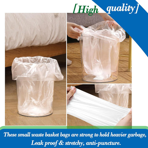 Hommaly 4 Gallon 80pcs Small Clear Trash Bags Strong Clear Garbage Bags, Bathroom Trash Can Bin Liners, Plastic Bags for Office, Waste Basket Line...