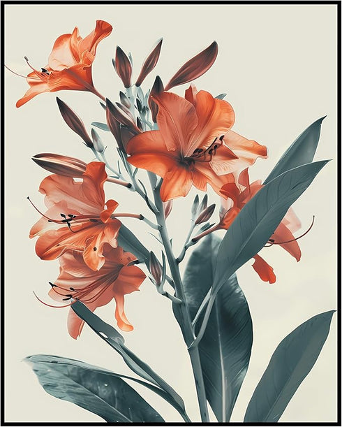 Posterizer 1 pcs-unique orange minimal flower design-Floral & Botanical Art-Abstract & Modern Art-Decor for Home & Office- UNFRAMED Wall Art...