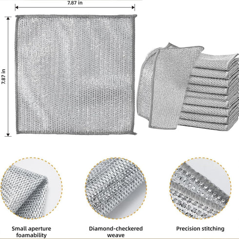 2024 New Multipurpose Non-Scratch Wire Dishcloth, 20 Pack Soft Wire Dishwashing Rags Safe for Non-Stick Cookware, Scrubs & Cleans for Dishes, Sink...