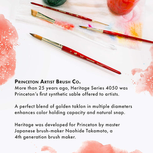 Princeton Heritage Paintbrush, Size 3/0 inch, Scarlet...
