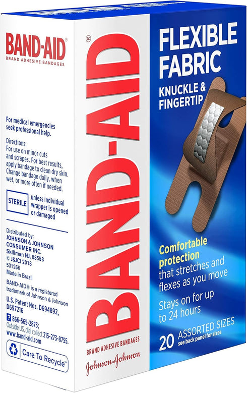 Band-Aid Brand Flexible Fabric Adhesive Bandages for Wound Care and First Aid, Finger and Knuckle, 20 ct (Pack of 6)...