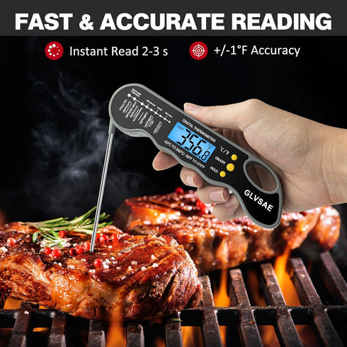 Waterproof Digital Instant Read Meat Thermometer with 4.6” Folding Probe Backlight & Calibration Function for Cooking Food Candy, BBQ Grill, Liqui...
