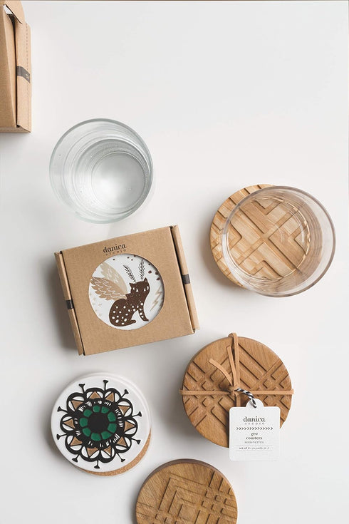 Now Designs Ceramic 4 Shadowvale Coaster Set, Multicolor...