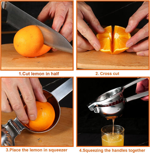 TEZZ Upgrated Extra Large Lemon Squeezer, Heavy Duty Handhelp Orange Juicer with 3.47'' extra big Filter Bowl, Stainless Steel Hand Press Citrus J...