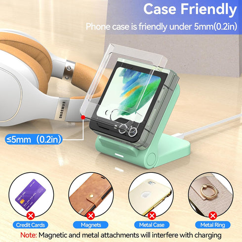 for Samsung Galaxy Z-Flip Wireless Charger: Galaxy Z Flip 6/5/4/3 Wireless Charging Stand, 15W Fast Wireless Charger for Galaxy Z Flip6/Z Flip5/Z ...
