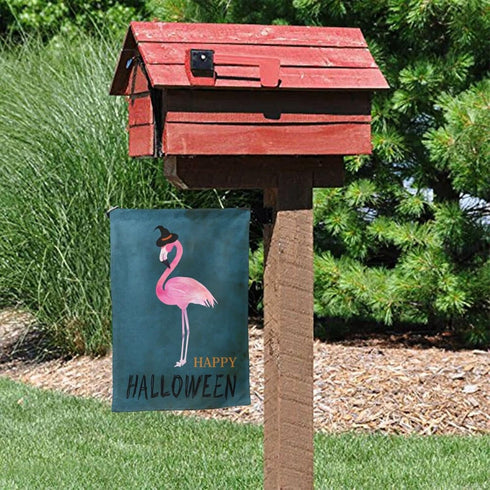 Mr.Tom Flamingo Halloween Garden Flag 12x18 inch Double Sided Yard Flag Halloween Decorations Outdoor Holiday Decor Halloween Party Home Garden De...