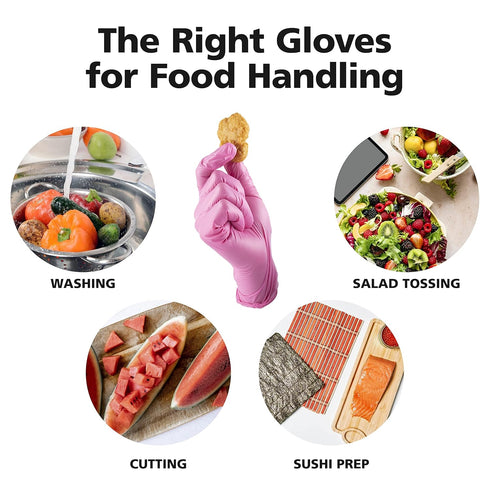 Disposable Gloves for Women, Pink Vinyl Gloves Disposable Latex Free for Cooking, Food Prep, Cleaning, Hair Dye, Tattoo, Medium Duty, Touch Screen...