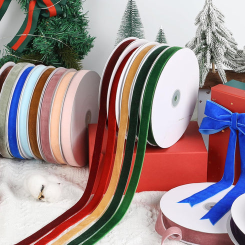 Red Velvet Ribbon 1/4" x 20Yd,Great for Gift Wrapping,Hair Bows Making, Wreaths,Wedding and Christmas Party Decoration(Red 1/4")...