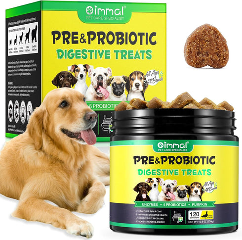 Probiotic Chews for Dogs (Duck 120PCS), Probiotics for Dogs with Digestive Enzymes, Dog Probiotics for Yeast, Itchy Skin, Anti Diarrhea, Gut Diges...