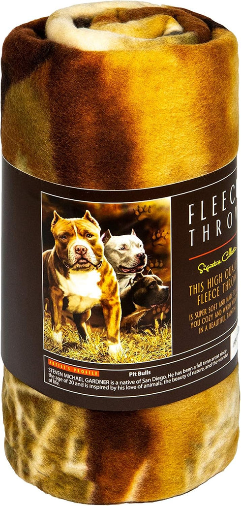 JPI Fleece Throw Blanket - Pitbull - Lightweight Faux Fur Fleece Blanket Large 50"x 60" - for Beds, Sofa, Couch, Picnic, Travel, Camping...