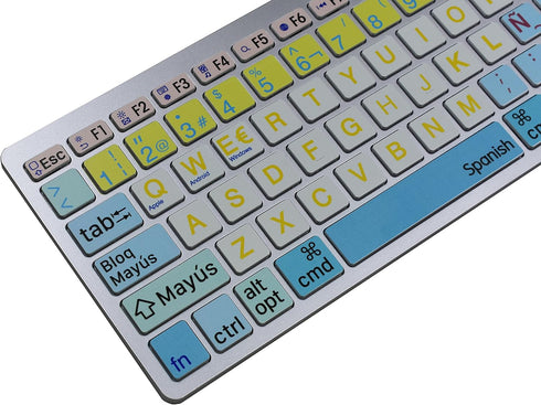 Old Man Colorfull Spain Spanish Language Big Font Letter Work Efficiency Shortcuts Hotkey Wireless Bluetooth Keyboard for Dell Thinkpad iMac MacBo...