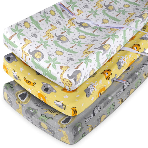 GROW WILD Changing Pad Cover 3 Pack | Soft & Stretchy Jersey Cotton | Baby Changing Table Pad Cover | Diaper Changing Pad Covers for Girls and Boy...