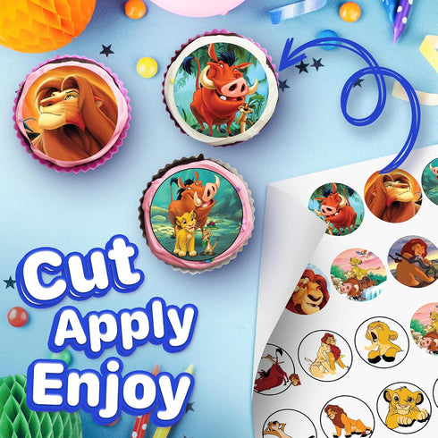 30 x Edible Cupcake Toppers – Jungle Safari Lion Theme Party Collection of Edible Cake Decorations...