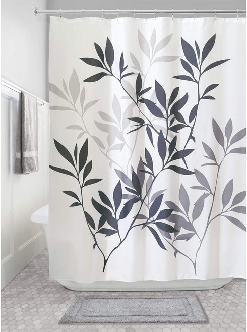 InterDesign 35620 Shower Curtain, 72 in W X 72 in L X 1/8 in T, Polyester, Neutral Black/Gray...