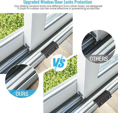 Window Locks, 4 Set Sliding Window Door Lock Security with Key for Vertical & Horizontal Sliding Windows Doors, Adjustable Security Window Lock fo...