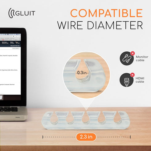 GLUIT Adhesive Desktop Cable Organizer Versatile Cord Holders Wire Clips and Cable Holder Cord Organizer for Desk Table Accessories Office Spaces ...