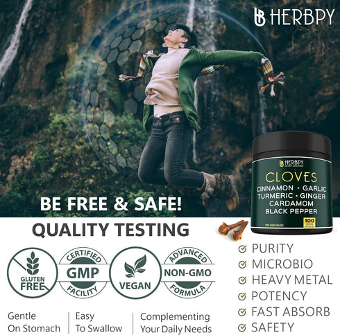 7in1 Clove Supplement Rich in Vitamins & Minerals for Digestive, Immune System, Bone & Heart Health with Cinnamon, Turmeric, Ginger, Cardamom, Gar...