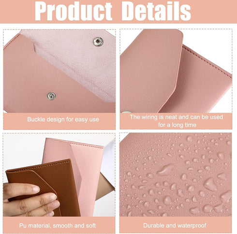 3 Pieces Leather Cash Envelopes Wallet Budget Envelope Wallet Bag Waterproof Flat Wallet Metal Snap Reusable Envelopes Purse for Cash Cards Women ...