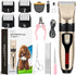 Dog Grooming Kit and Dog Paw Trimmer - Electric Quiet Cat Hair Clippers Set Pet Hair Clippers for Thick Coats Low Noise Cordless Pet Grooming Kit ...