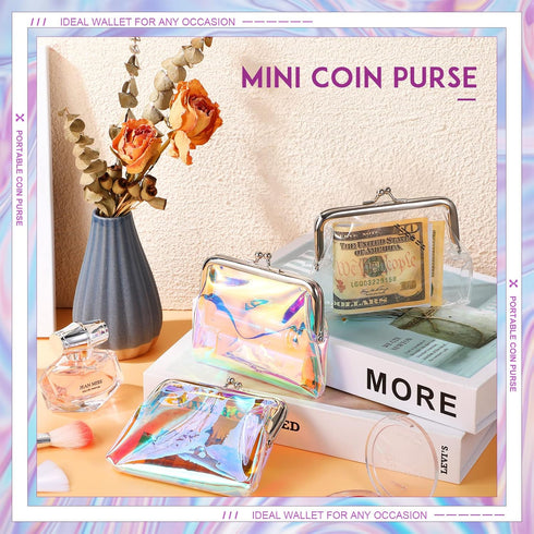 6 Pieces Clear Coin Purse for Women Kiss Lock Coin Purse Transparent Change Purse Wallet Waterproof PVC Kiss-lock Clear Coin Wallet for Carrying Y...