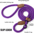 Mile High Life Slip Leads for Dogs | Heavy Duty Dog Training Leash | 4 Feet No Pull Slip Leashes w Leather Tip | Purple Rope Lead for Dogs Outside...