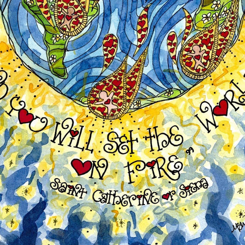 Confirmation Gift - St Catherine of Siena World on Fire Catholic Art Print (8x10 Inches)...