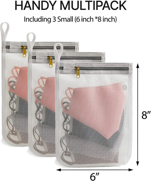 TENRAI 3 Packs Delicate Laundry Bags for Reusable Face Masks and Reusable Makeup Remover Pads,Fine Mesh Wash Bags,Use YKK Zipper, with Hanger Loop...