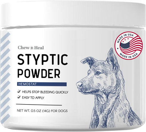 Chew + Heal Labs Styptic Powder for Dogs, Cats, and Other Animals - .5 oz - Quick Stop Bleeding Powder for Clipping Nails, and Other Minor Cuts - ...