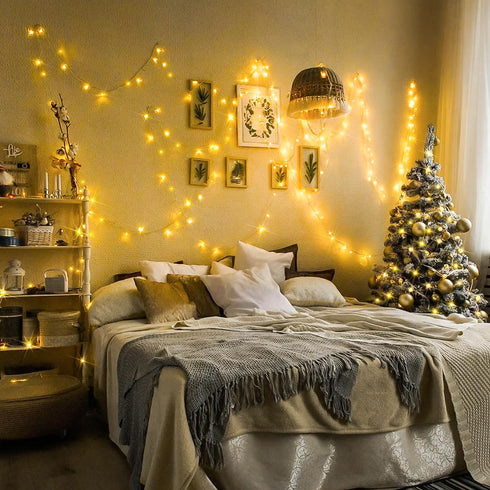 JMEXSUSS Warm White Indoor String Lights for Bedroom, Classroom Lights 8 Modes Twinkle Fairy Lights Plug in, 33ft 100LED Christmas Lights Outdoor ...