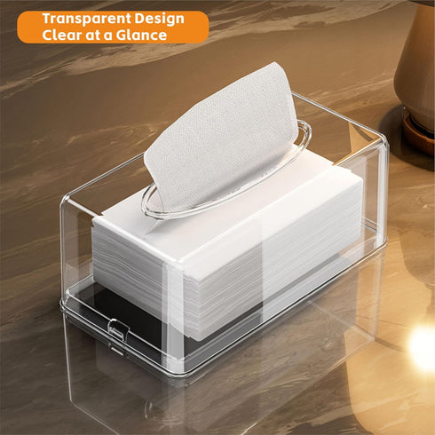Cq acrylic Tissue Box Holder,Clear Tissue Box Cover Rectangle for Kleenex Tissue Cube Box,Napkin,Facial Tissue Dispenser Box Case for Countertop,B...