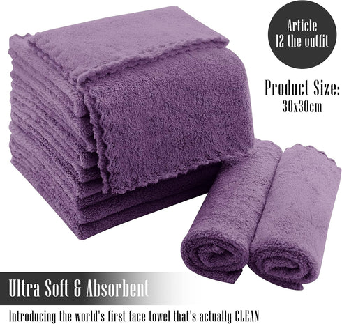 TENSTARS 12 Pack Premium Washcloths Set - Quick Drying- Soft Microfiber Coral Velvet Highly Absorbent Wash Clothes - Multipurpose Use as Bath, Spa...