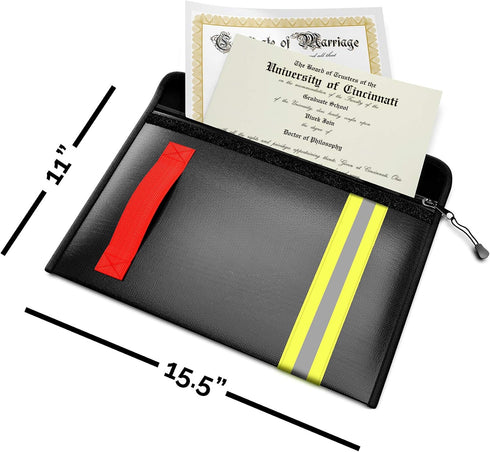 Fireproof & Water-Resistant Document Bag – 15.5 x 11 x 3-inch Pouch for Legal Documents & Valuables - Double-Layered Zippered Protection – Firefig...