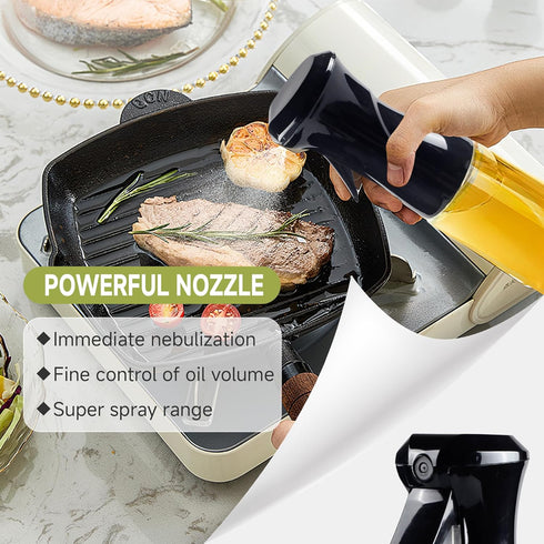 Oil Sprayer for Cooking-200ml Thick Glass Olive Oil Sprayer with Large Range, Refillable Oil Mister Spray Bottle for Air Fryer, Salad Making, Baki...