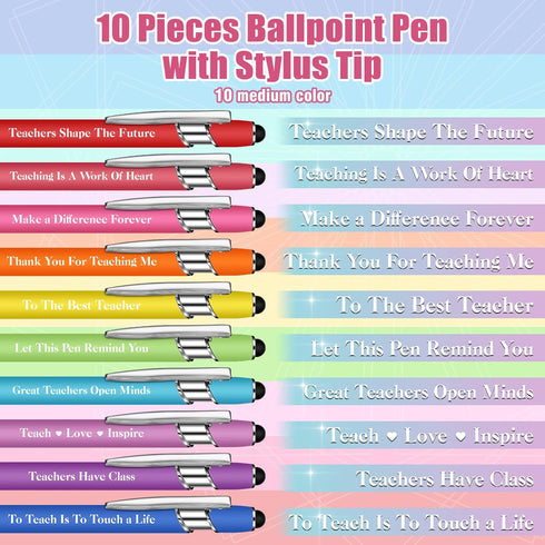 Greeting Theme Ballpoint Pen Teacher Appreciation Pen Inspirational Ballpoint Pens Screen Touch Metal and Stylus Pen for Teacher Writing Stationer...