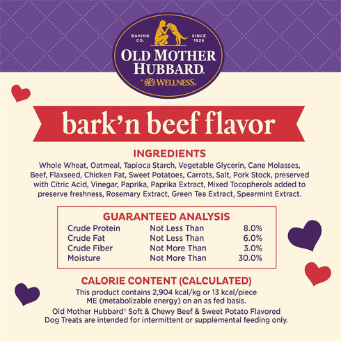 Old Mother Hubbard by Wellness Soft & Chewy Beef & Sweet Potato Natural Dog Treats, Crunchy Oven-Baked Biscuits, Ideal for Training, Mini Size, 8 ...
