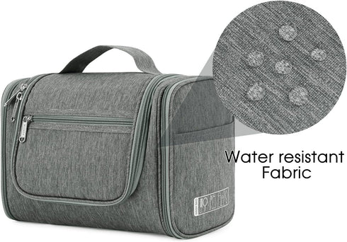 WANDF Large Hanging Toiletry Bag Travel Cosmetic Makeup Organizer Water-Resistant Shower Bathroom Bag for Women and Men (Gray)...